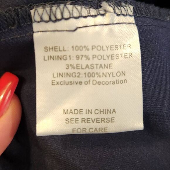 Geode Blue Floral Embroiderd Mesh Sleeveless Fit and Flare Dress 2X (4922CL) - Picture 6 of 7